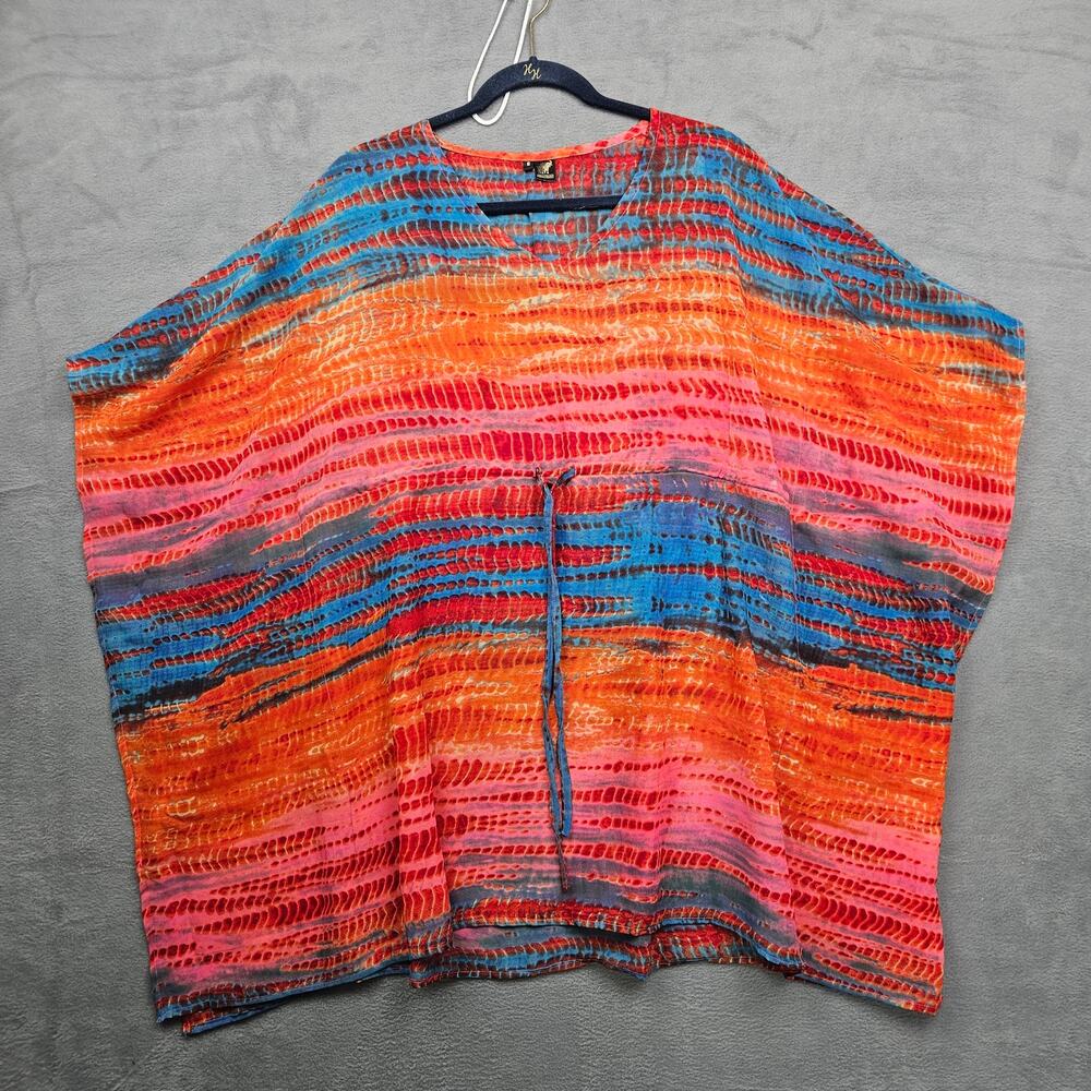 ASHA Ashanti Tie Dye Caftan Top Boho O Beach Cover Up Size Small